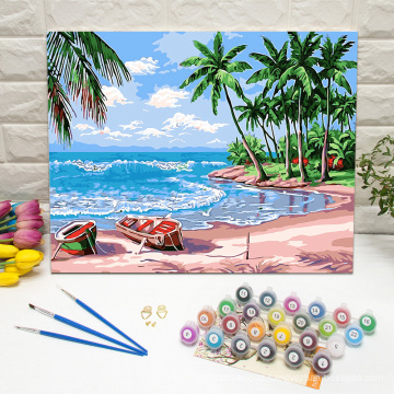 Sunny beach DIY framed wall art paint by numbers for home decoration
